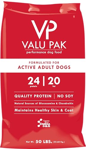 Valu-Pak Free 24-20 Peformance Dog Food, Active Adult Dogs, Soy Free, Glucosamine & Chondroitin, 50lbs