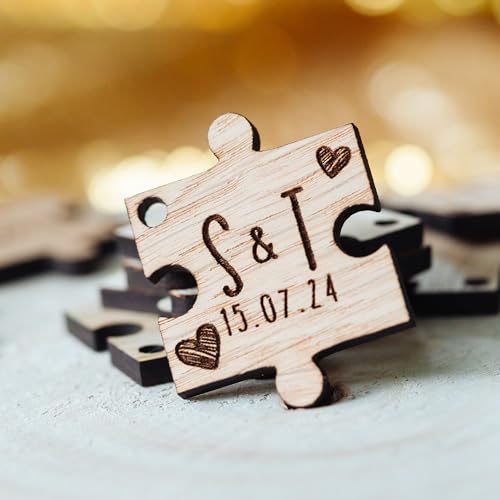 Personalised Puzzle and Jigsaw Wedding Favours for Guests | A Piece of Our Special Day Wooden Engraved Table Confettie and Scatters Tags | A Wedding Favour to Remember and a Timeless Keepsake