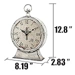 Stonebriar Large 12 Inch Decorative Battery Operated Table Top Clock with Roman Numerals and Antique Finish, 12", Worn White - Image 3