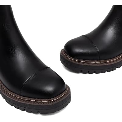 Athlefit Women's Chelsea Boots Platform Chunky Heel Slip On Elastic Lug Sole Ankle Booties