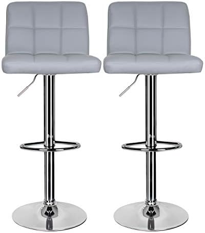 Hadwin Bar Stools Set of 2,Leather Breakfast Bar Stool Swivel Gas Lift Kitchen Stool with Chrome Footrest and Base,Breakfast Bar/Counter/Kitchen Home Furniture