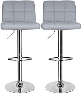 Hadwin Bar Stools Set of 2,Leather Breakfast Bar Stool Swivel Gas Lift Kitchen Stool with Chrome Footrest and Base,Breakfast Bar/Counter/Kitchen Home Furniture