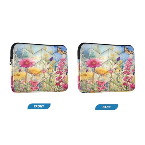 Funda para portátil 13-14 pulgadas flores y mariposas impermeable miniatura 2