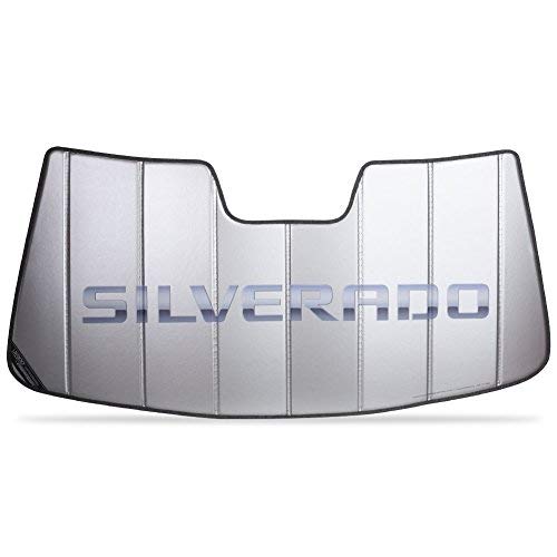Chevy Silverado Logo Accordion Style Sunshade - Insulated Silver : Chevy Trucks (2014-2021 No Lane Departure)