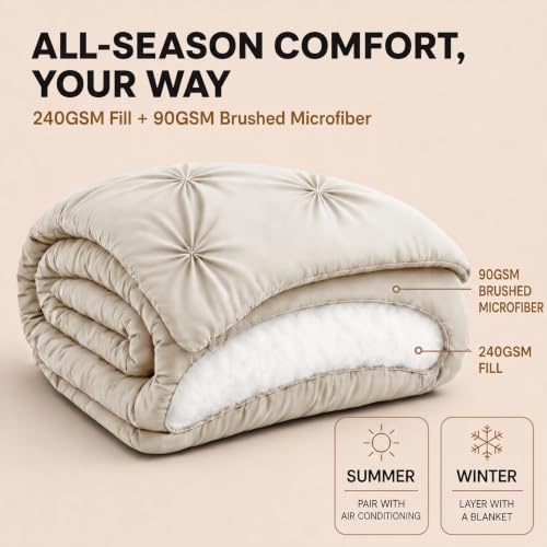 HIMEET Twin XL Comforter Set Beige - 5 Pieces Pintuck Bed in a Bag by HIMEET - Used condition - Image 3
