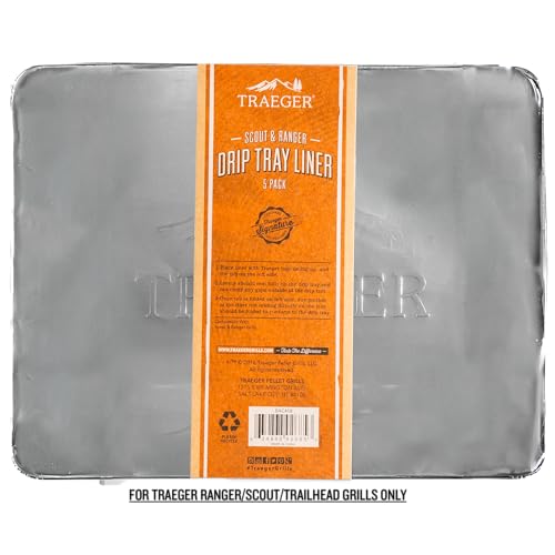 Traeger Grill-Tropfpfanne, 5er Pack, Silber: Aluminium, Passend für Ranger, Scout und Trailhead, Wegwerfbar, Hitzebeständig