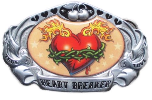 Boucle de ceinture coeur enchainée heart breaker rockab vintage tattoo