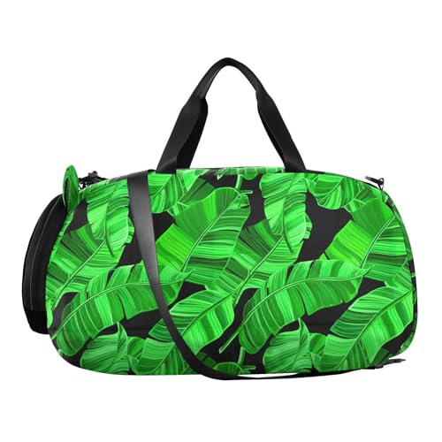 Tropical Banana Green Kids Travel Duffel Bag for Boys Girls Overnight Weekend Tote Bag with Shoes Compartment for Gym Sports Dance2