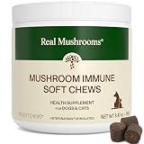 Real Mushroom Immune Pet Chews – For Daily Digestive & Immune Health – Mushrooms for Dogs & Cats Functional Treat – Mushroom Supplement for Dogs & Cats – 1 to 4 Chews For All Breeds & Sizes (60 Count)