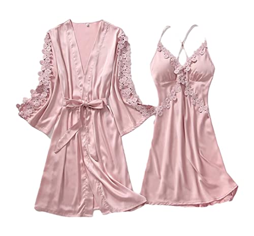 Robe de nuit sexy et chic en dentelle fine, lingerie haut de gamme nuance rose b