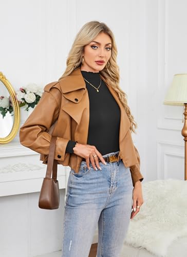 Herou 2 Pack Women Lettuce Trim Ribbed Knit Long Sleeve Top Mock Neck Basic Layer Tops Turtleneck Thermal Underwear Tops4