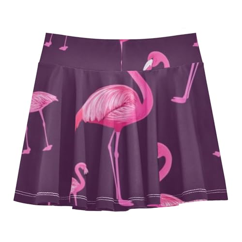 Running Athletic Shorts Girls Skorts Toddlers Tennis Skirts Little Girl Flamingos Dark Purple 4t2