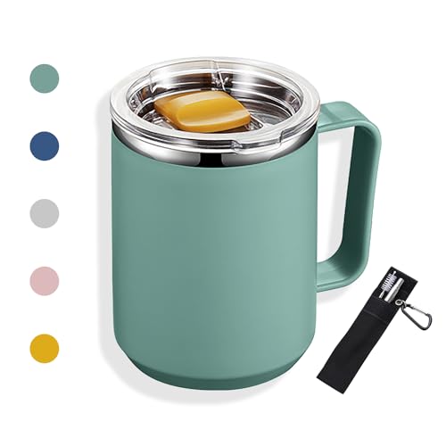 Consejos para Comprar Taza termica los 5 mejores. 45 Termo para Café de Doble de Acero Inoxidable 450ml, Termo Taza Térmica para Café con Tapa Hermética y Pajita Telescópica, Taza Termica Frio y Caliente Portátil Vaso Viaje...