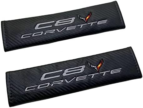 Embroidery C8 Emblem Seat Belt Covers Shoulder Pad Cushion Compatible with Chevy Corvette C8