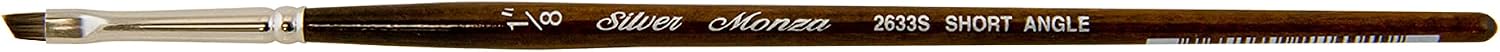 Silver Brush 2633S-018 Monza Short Handle Synthetic Mongoose Brush, Short Angle, 1/8-Inch