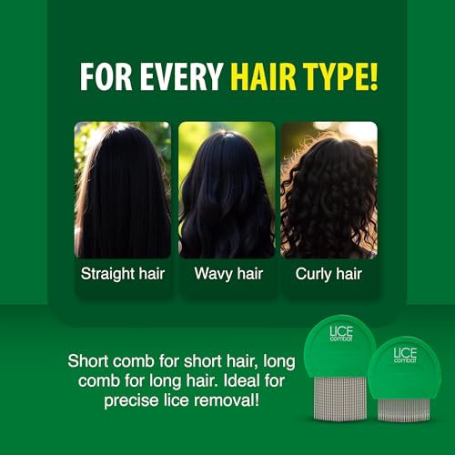 Lice Combs| Head Lice Professional Metal Set of 2 for Long & Short Hair | Efficient Lice and Nit Removal | Easy to Use. FREE MAGNIFYING GLASS INCLUDED