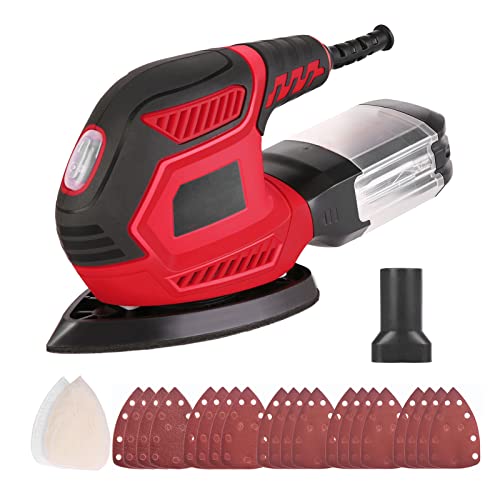 Karlak Detail Sander 1.6A 200W 14000 Opm Compact Sander Efficient Dust Collection System With 2Pcs Polishing Pads & 20Pcs Sandpapers For Tight Spaces Sanding/Polishing In Home Decoration & Diy #TOP14