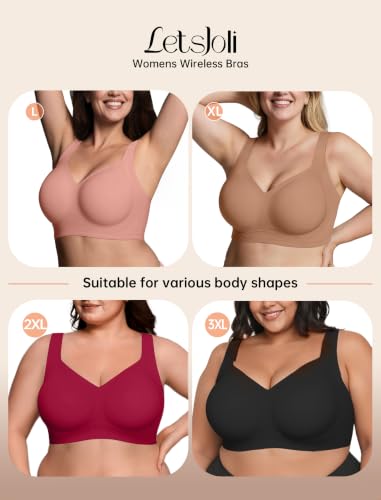 Image of LetsJoli Bras for Women Supportive Wireless Push Up Bra Full Coverage No Underwire Seamless Plus Size for Older Women