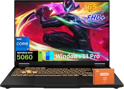 Image of ASUS TUF Gaming F16 Gaming Laptop, NVIDIA RTX 5060 GDDR7, Intel 14th Core i7-14650HX, 16 inch FHD+ 165Hz Display, 64 GB DDR5, 1 TB SSD, Backlit Keyboard, Wi-Fi 6E, Windows 11 Pro, w /Accessories