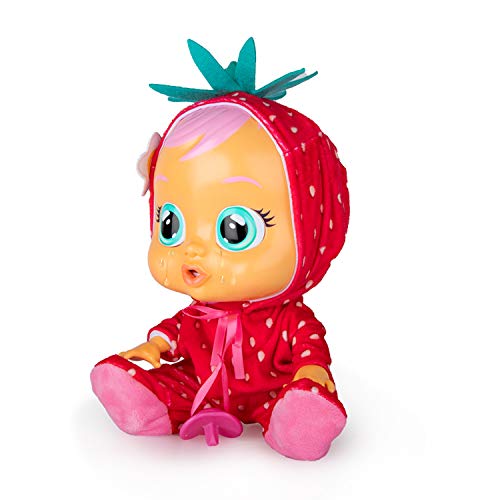 41ZPBBbC8vL CRY BABIES Tutti Frutti Ella la fraise | Poupée interactive qui pleure de vraies Larmes avec pyjama parfumé au fruit - Poupon idéal pour enfants +18 Mois