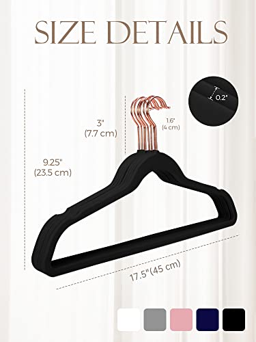 Jersow Non Slip Velvet Hangers - 50 Pack, Premium Suit Hangers Space Saving With 360 Swivel Chrome Hook, 17.5 Inch Clothes Hangers Heavy Duty Enough For Coat Hangers, Sweater Hangers, Black #TOP6
