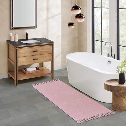 French Connection Nellore Bath Rugs, Woven and Beaded Bath Mats, Durable and Thick Bath Mats for Bathroom and Shower Rugs, 20" x 64", Light Purple by French Connection - Used condition - Image 6