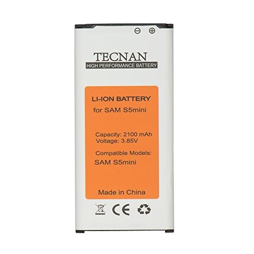 Tecnan Batteri för Samsung Galaxy S5 Mini SM-G800F, ersätter EG-BG8000BBE mobiltelefon extra mobiltelefonbatteri Li-ion 2100 mAh, batteri S5 Neo, med NFC