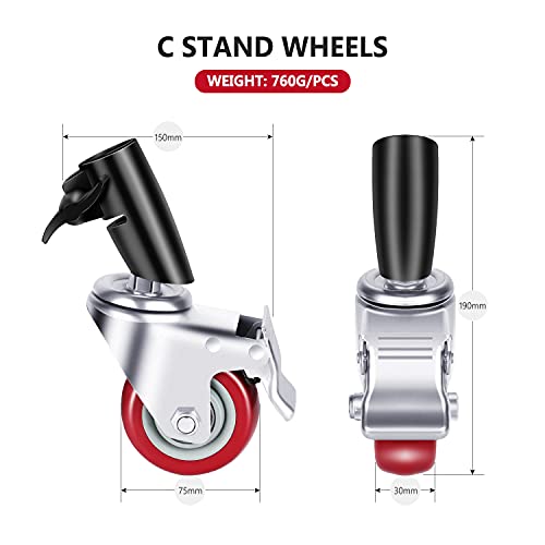Image of NEEWER 3 Pack 75mm Diameter Swivel Caster, Only for NEEWER C Stand