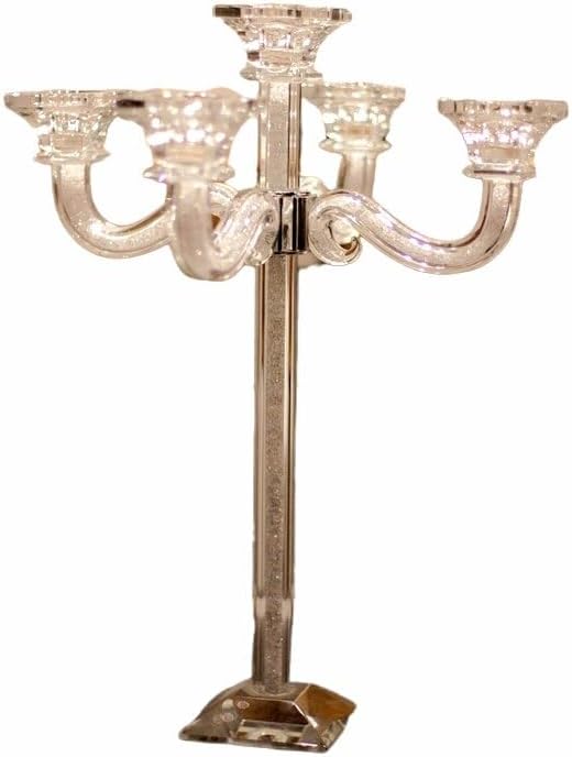 Transparent K9 Crystal Glass Candle Holder 5-arms Candle Stand 42.5cm Tall Wedding Event Candelabra Candle Stick Home Decor