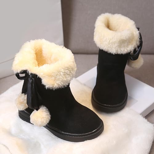 IWIHMIV Toddler Girls Boots Kids Ankle Boots Warm Boots Low heel Short Booties Winter Snow Boots Non Slip Outdoor Shoes3