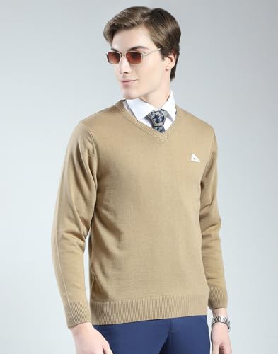 Image of Monte Carlo Men's Regular Fit Pullover | Solid V Neck Style | Full Sleeves Pull On | Warm & Stylish Winter Fashion Sweater | Winter Sweater for Men's