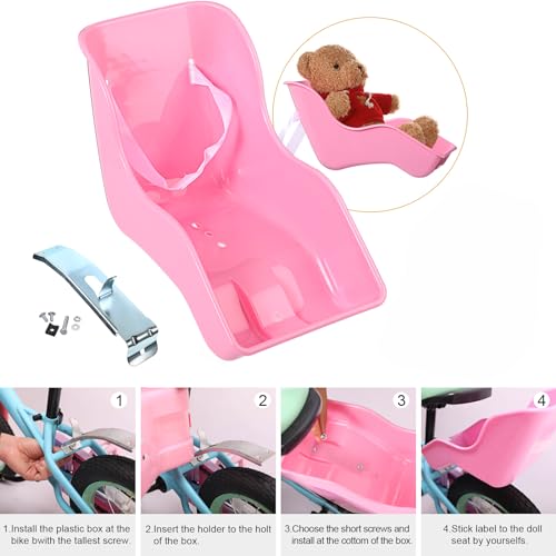 image for Aurelema Doll Bike Seat with 30 Pcs Stickers Decals Bike Basket for Ki