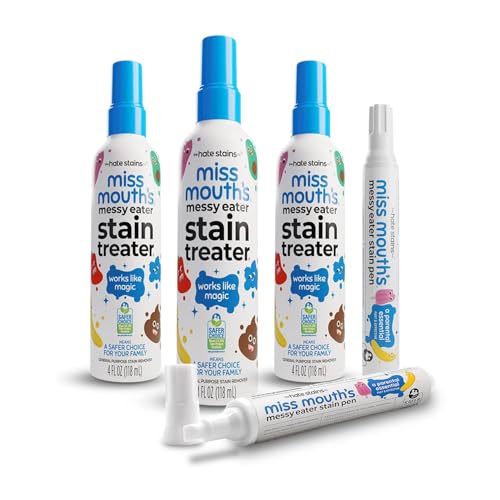 Image of Miss Mouth's Messy Eater Stain Treater Pens & 4oz 3-Pack - On-the-Go Spot Remover for Clothes - Portable Baby Stain Spray, Newborn Essentials