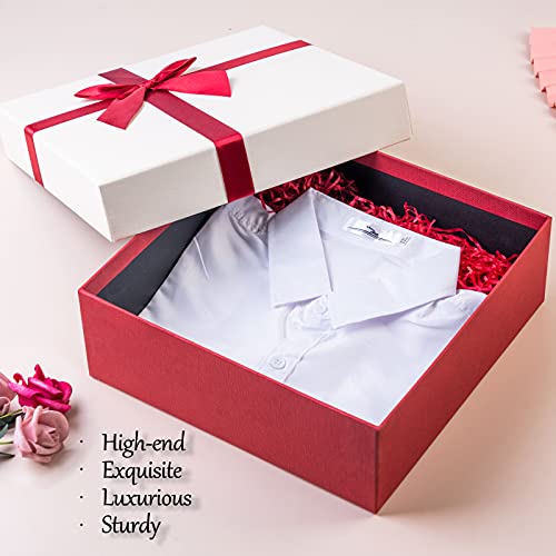 Eerbaier Gift Boxes With Lids For Presents, A Set Of 4 Nested Gift Box, Red Gift Box With Bow, Red Boxes For Gift, Gift Wrap Box Suitable For All Occasions (Red/Cream) #TOP3