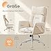 LIFTSHA Großer Bürostuhl ergonomisch, Chefsessel mit klappbaren Armlehnen, höhenverstellbar Schneidersitz Schreibtischstuhl mit Rollen, Chenille Drehstuhl mit Verstellbarer Lendenstütze, Beige
