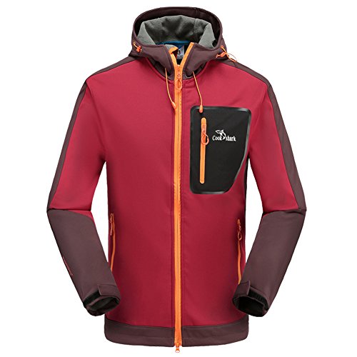 Cestlafit Soft Shell Chaquetas para Hombres, A Prueba De Viento Resistente Al Agua Exterior Soft Shell Army Chaqueta, Transpirable A Prueba De Viento Chaqueta Chaqueta Running, Borgoña, CSJ1BG-M