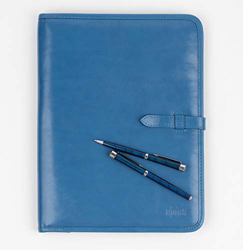 Leather Portfolio Padfolio Executive Folio A4 Resume Portfolio Women Professional Notebook Holder Leather Business Folder Men (Lightblue) #TOP1