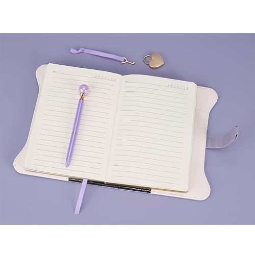 Journal intime avec serrure et clés en cuir PU violet de qualité