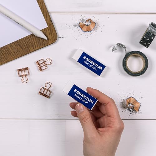 Image of STAEDTLER Mars Plastic Vinyl Erasers (20-Pack), White Erasers for Clean & Precise Results - Latex-Free, Minimal Crumbling