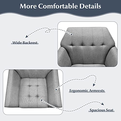 Giantex Accent Chair For Living Room Set Of 2 - Upholstered Tufted Accent Sofa Chair With Rubber Wood Legs, Anti-Slip Foot Pads, Max Load 330Lbs, Modern Mid-Century Accent Armchair For Bedroom, Gray #TOP7