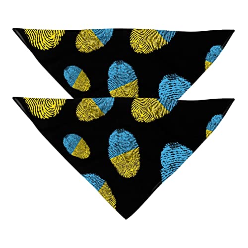 Dog Bandanas Cat Bib Pet Scarf 2 Pcs,Ukrainian Flag Fingerprint,Pet Bandana For Small Medium Dogs Cats Puppies #TOP9