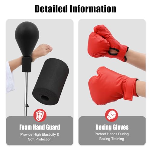 120cm-160cm Saco de boxeo negro de pie ajustable con base para adultos, saco de entrenamiento de boxeo, pera de boxeo ajustable, soporte de boxeo independiente (Negro) - imagen 5