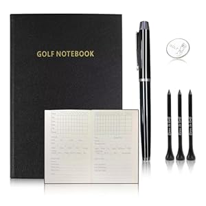 KOFULL Golf Scorecard Book, Gift Box Golf Journal Notebook Set with Pen & Ball Marker & Golf Tees, 4.33*6.49 IN 200 Pages Pocket Golf Score Book Golf Log Book Golf Notebook, Golf Gifts for Men Golfers