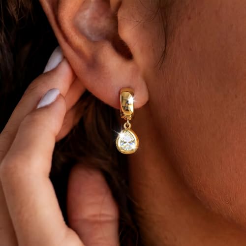 Gold Dangle Earrings Small Chunky Earrings for Women Trendy 14K Gold Plated Hypoallergenic Cute Thick Huggie Hoops Earring Jewelry for Women Gifts — view 2