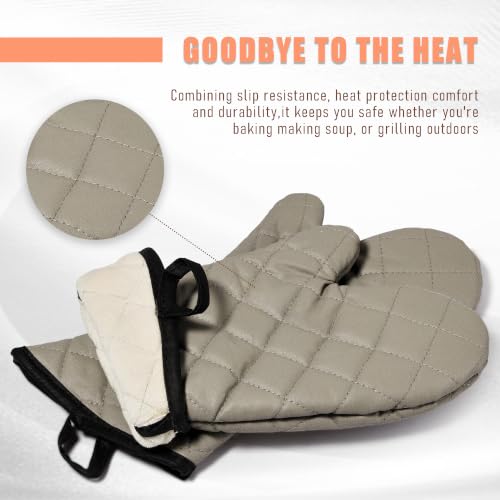 Oven Mitts 1 Pair of Quilted Terry Cloth Cotton Lining,Extra Long Professional Heat Resistant Kitchen Oven Gloves,16 Inch by ARCLIBER - Used condition - Image 4