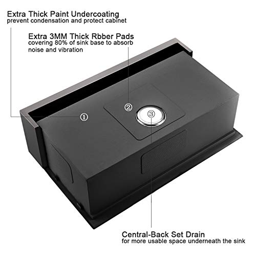 33 Inch Black Workstation Farmhouse Kitchen Sink - Vokim 33X22 Apron Front Curved Workstation Farmhouse Sink Stainless Steel 16 Gauge Single Bowl Gunmetal Matte Black Farm Sink #TOP5