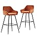 JaHECOME Lot de 2 Tabouret deBar Rembourré en Velours avec Accoudoirs et Pieds en Métal pour la Maison et la Cuisine(Ensemble de 2, Orange)