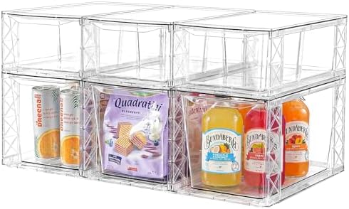 6Pack Pantry Organizers and Storage,Clear Stackable Kitchen Stora...