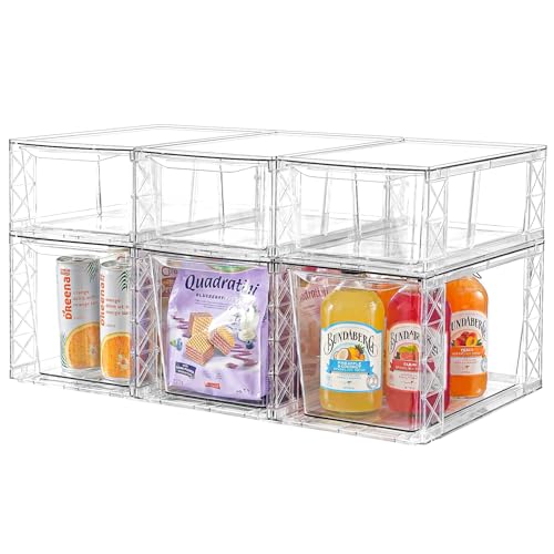6Pack Pantry Organizers and Storage,Clear Stackable Kitchen Storage Organizer,Foods Organizer