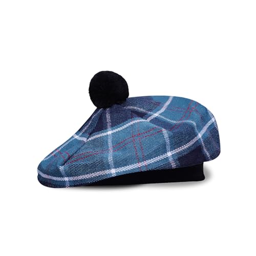 Image of Scottish Tam O' Shanter Hat Tartan Bonnet Pom Pom Wool Flat Cap One Size